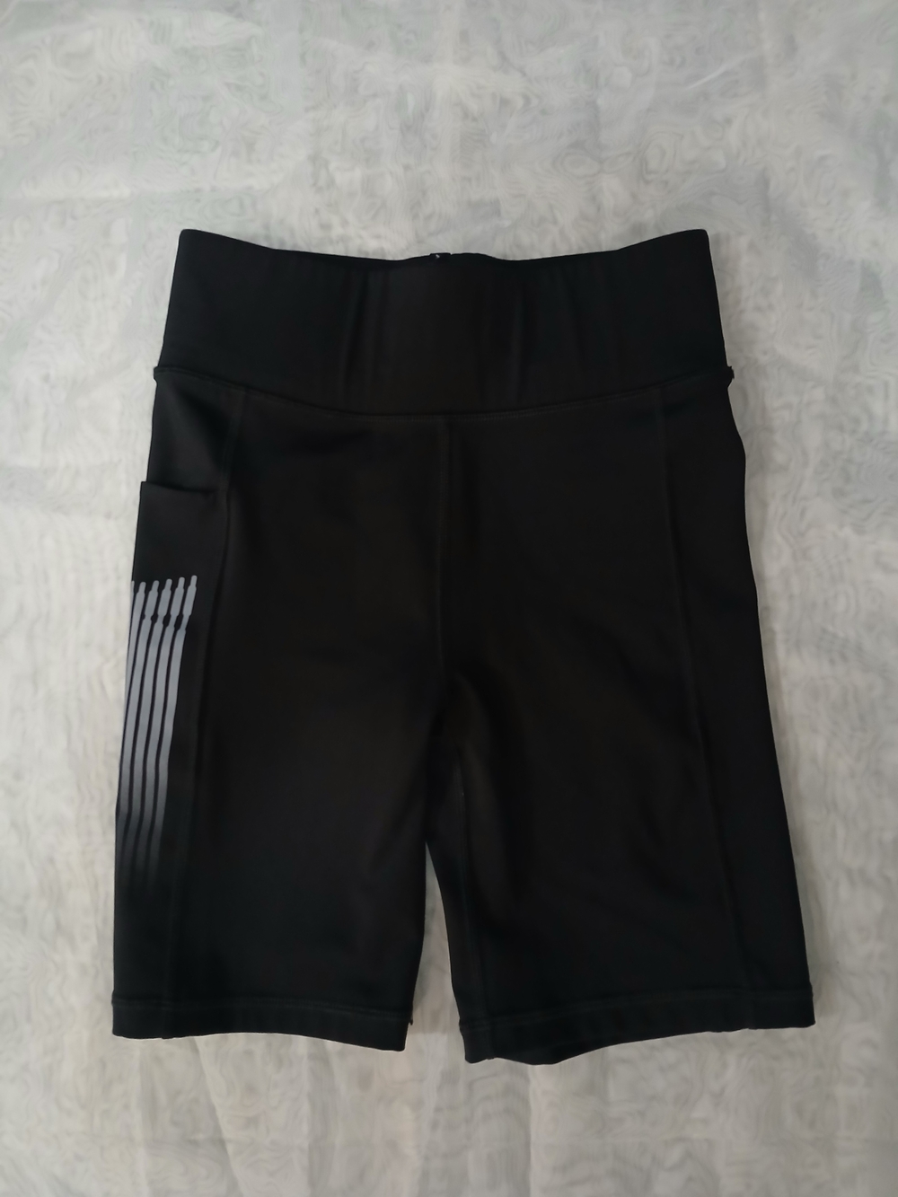 Savage X Fenty Black High-Waist Bike Shorts with Reflective Stripe